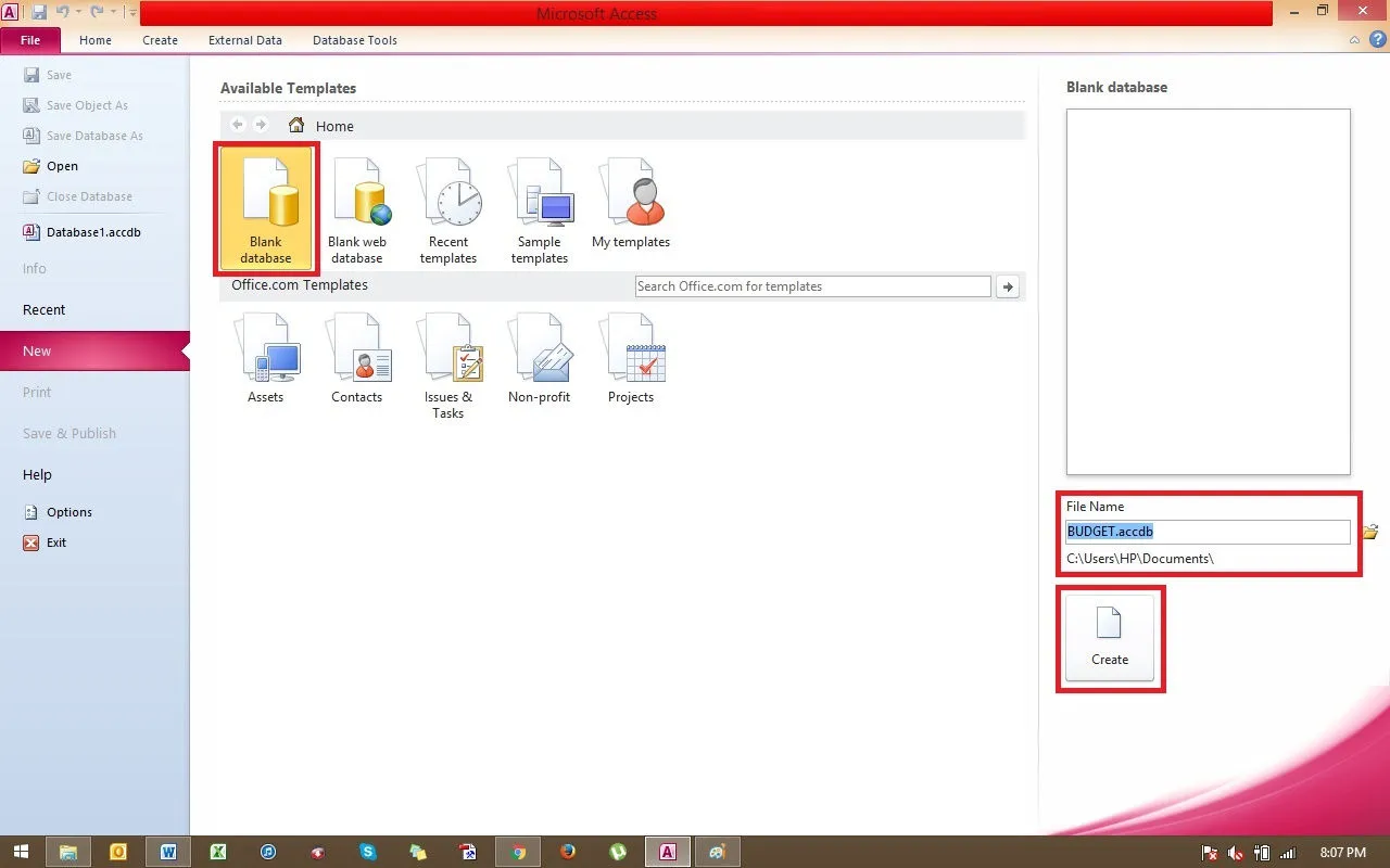 Рабочая область Microsoft Access Рабочая область Microsoft Access